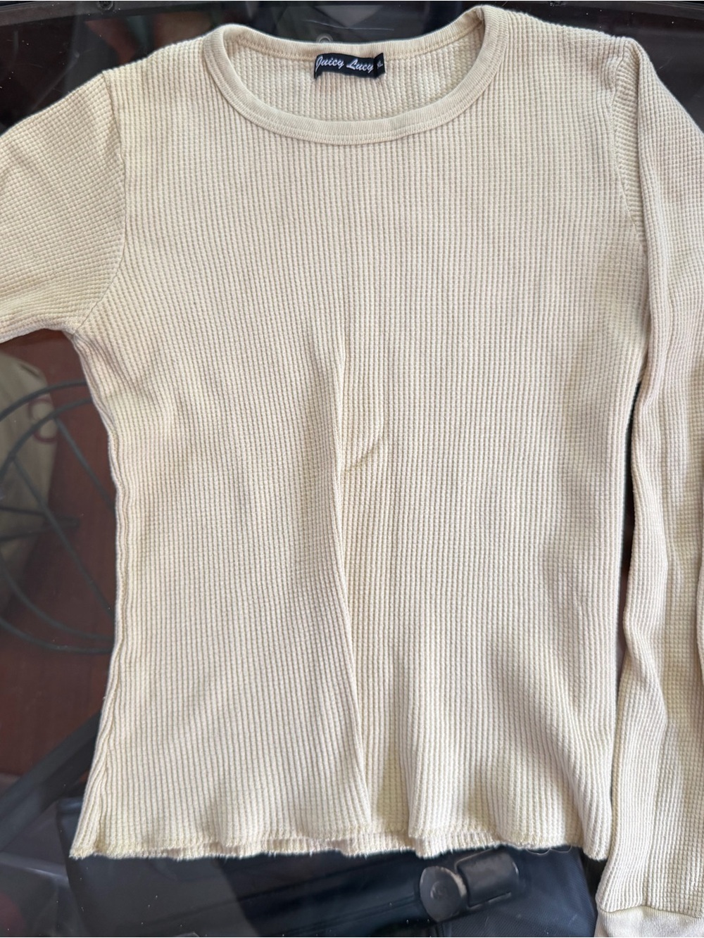 Bozzolo Cream Ribbed Long Sleeve Tee